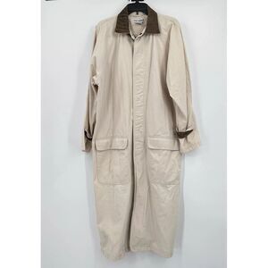 Vintage‎ The Lodge Trench Coat Men's Long Jacket M Cream Outdoor Travel 90s Gorp